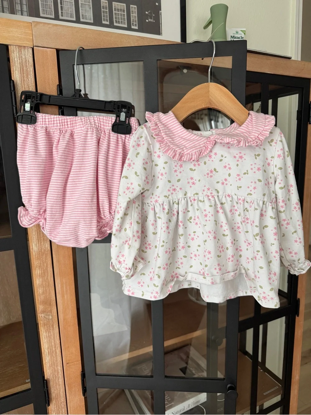 Stitchy Fish floral set bloomers long sleeve ruffle peter pan collar baby girl